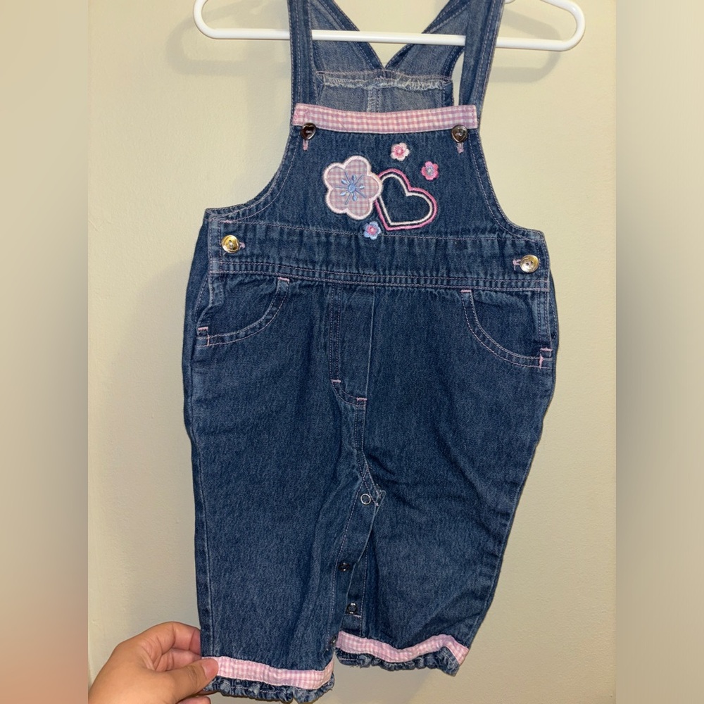Vintage Krickets Denim Overalls with Floral Embroidery